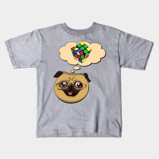 Crazy pug and rubik cube Kids T-Shirt